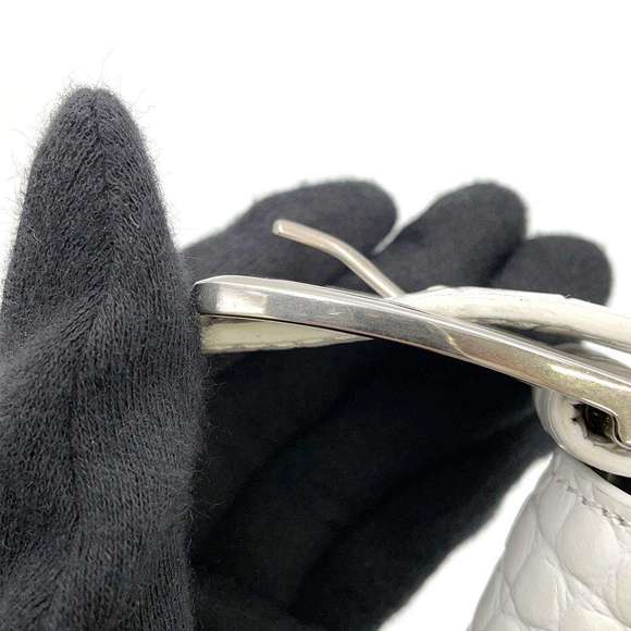 Balenciaga Flap Croco Embossed Shoulder Bag White - Picture 9 of 16